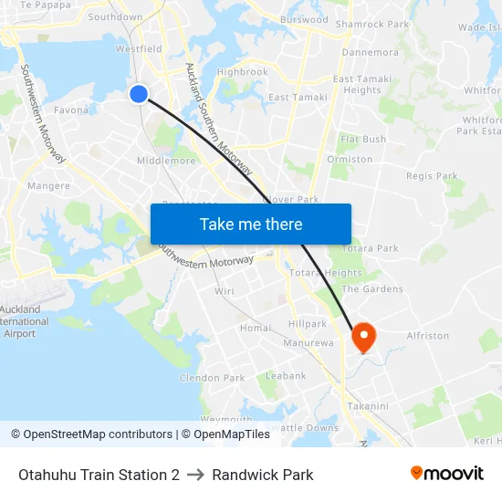 Otahuhu Train Station 2 to Randwick Park map