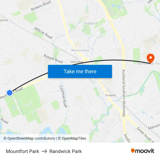 Mountfort Park to Randwick Park map
