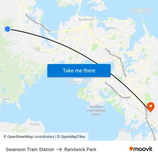 Swanson Train Station to Randwick Park map