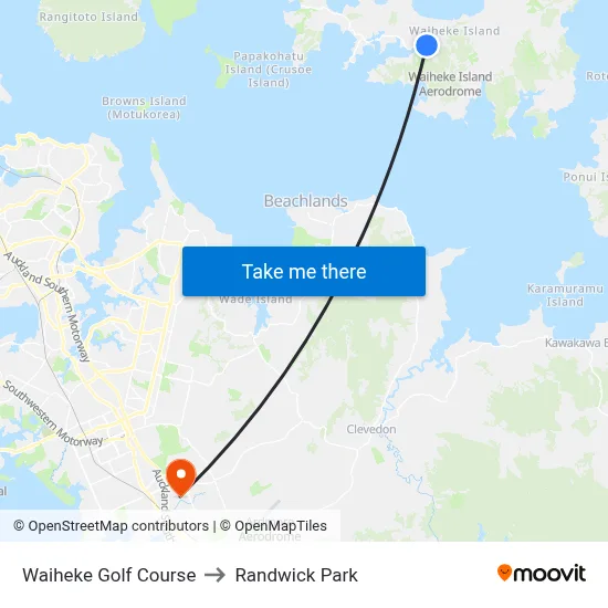 Waiheke Golf Course to Randwick Park map