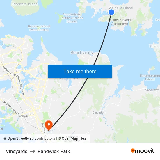 Vineyards to Randwick Park map