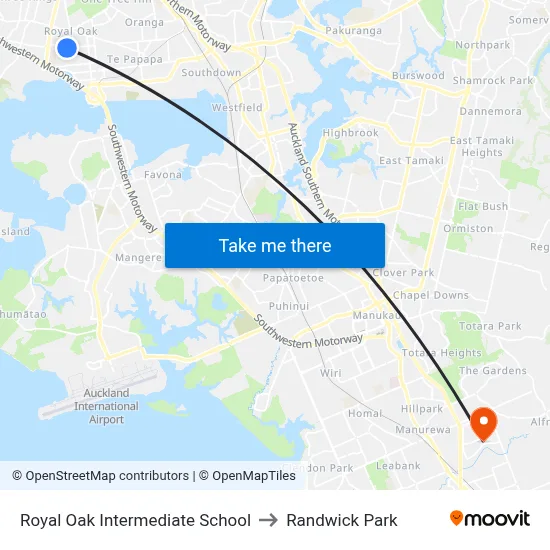 Royal Oak Intermediate School to Randwick Park map