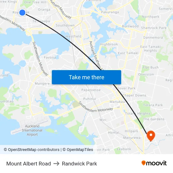 Mount Albert Road to Randwick Park map