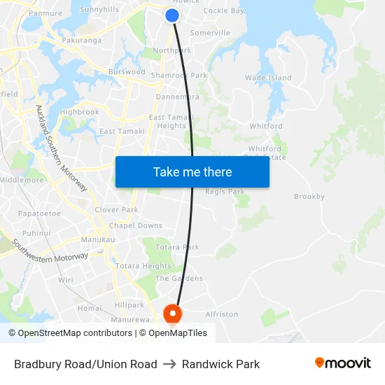 Bradbury Road/Union Road to Randwick Park map