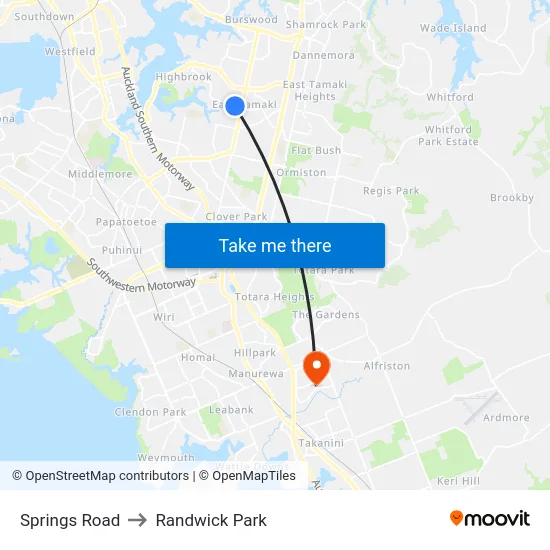 Springs Road to Randwick Park map
