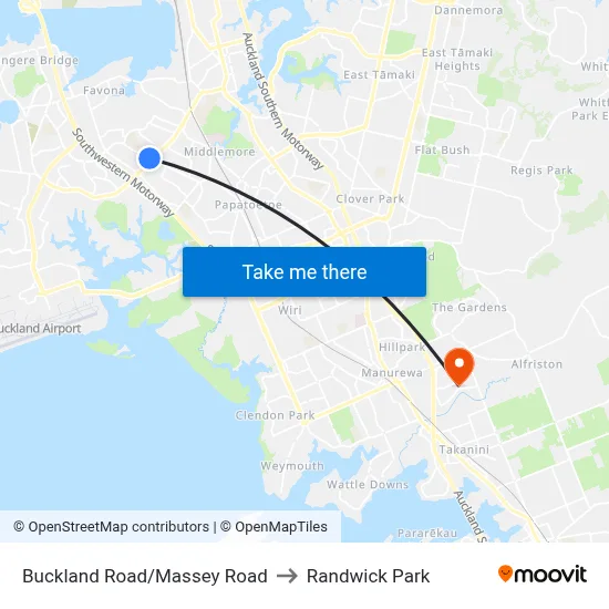 Buckland Road/Massey Road to Randwick Park map