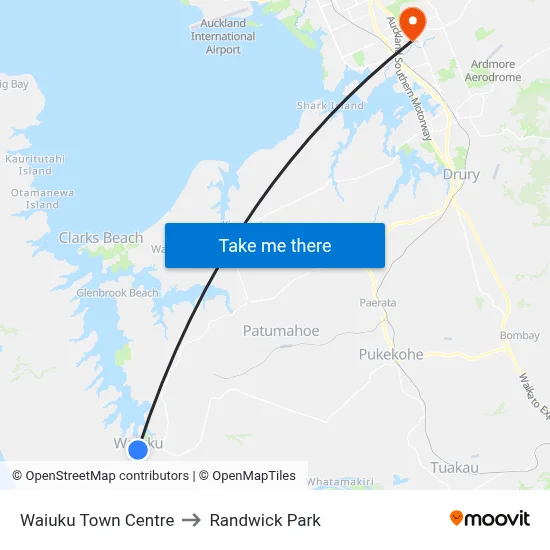 Waiuku Town Centre to Randwick Park map