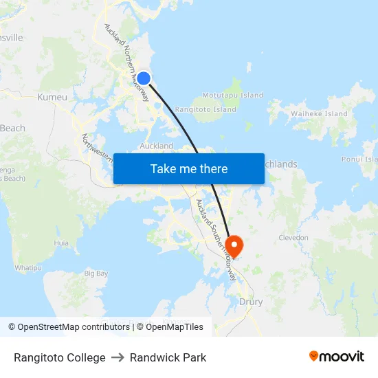 Rangitoto College to Randwick Park map
