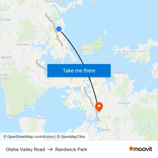 Oteha Valley Road to Randwick Park map