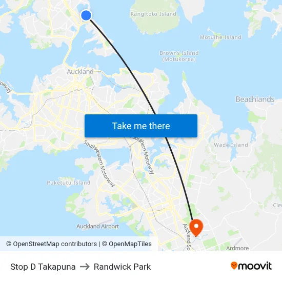 Stop D Takapuna to Randwick Park map