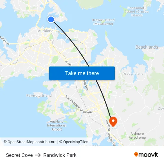 Secret Cove to Randwick Park map
