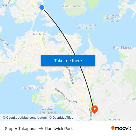 Stop A Takapuna to Randwick Park map