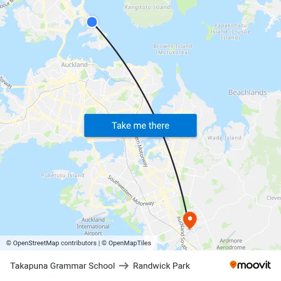 Takapuna Grammar School to Randwick Park map