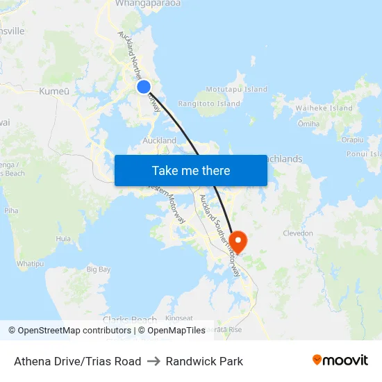 Athena Drive/Trias Road to Randwick Park map