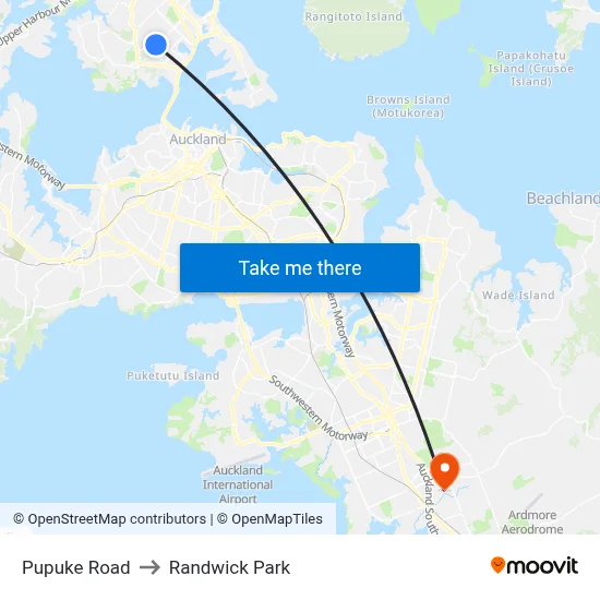 Pupuke Road to Randwick Park map