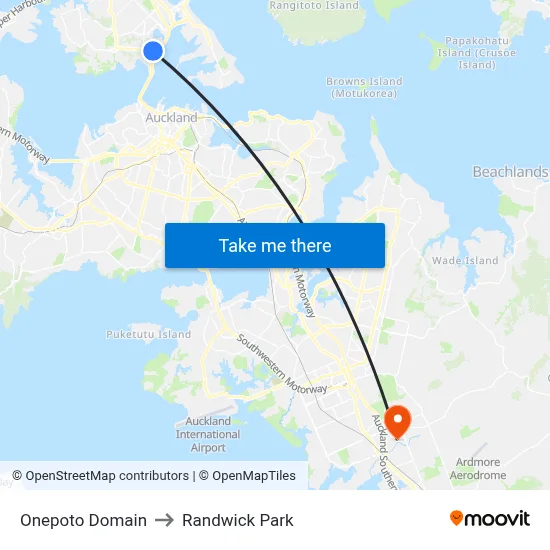 Onepoto Domain to Randwick Park map