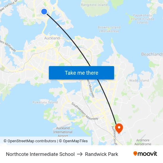 Northcote Intermediate School to Randwick Park map