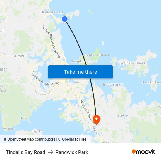 Tindalls Bay Road to Randwick Park map