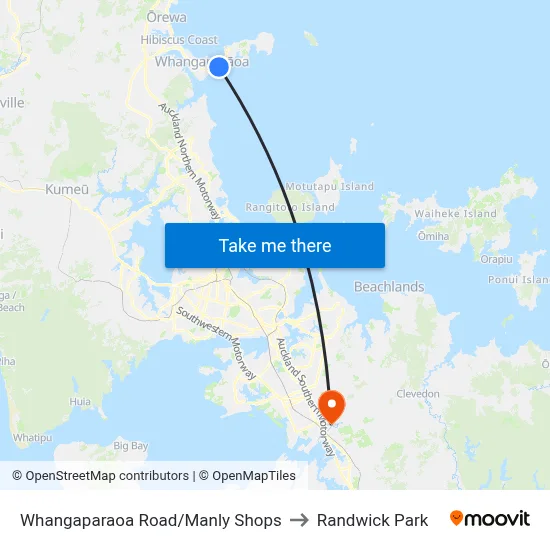 Whangaparaoa Road/Manly Shops to Randwick Park map