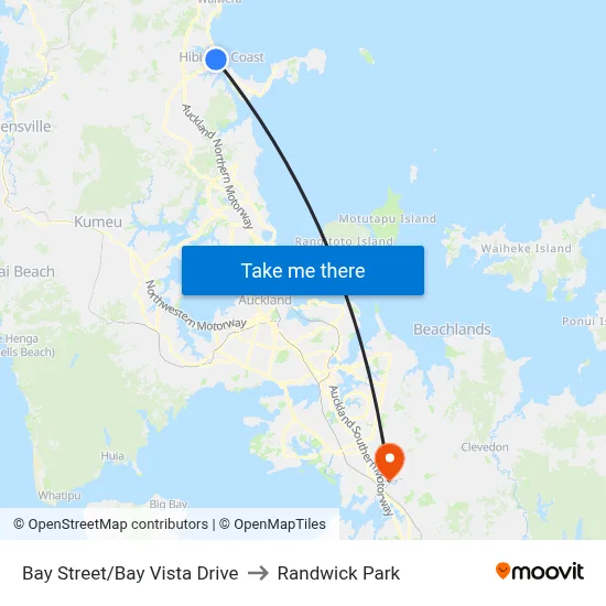 Bay Street/Bay Vista Drive to Randwick Park map