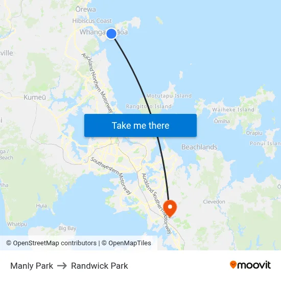 Manly Park to Randwick Park map