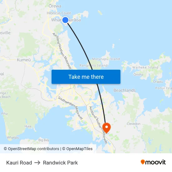 Kauri Road to Randwick Park map