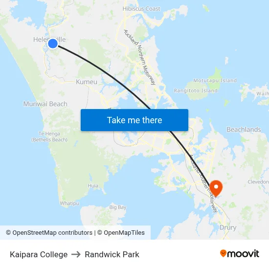 Kaipara College to Randwick Park map