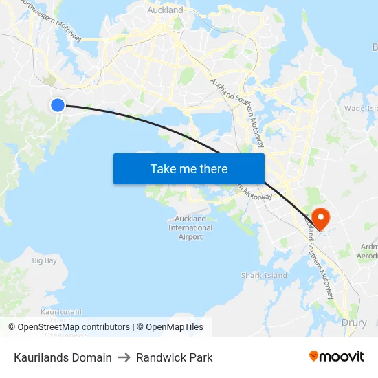 Kaurilands Domain to Randwick Park map