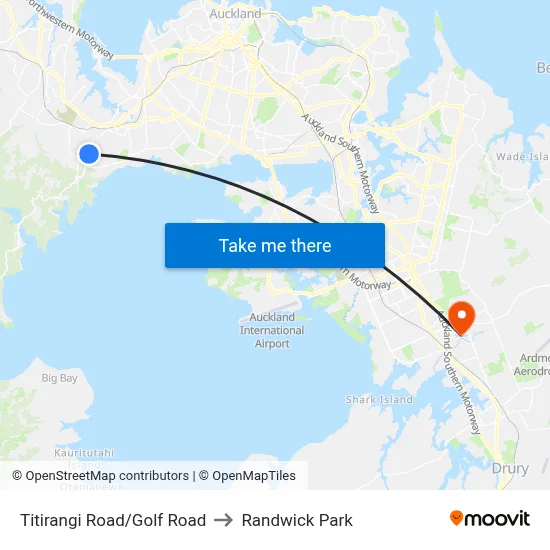 Titirangi Road/Golf Road to Randwick Park map