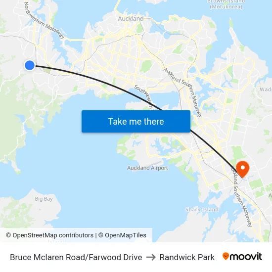 Bruce Mclaren Road/Farwood Drive to Randwick Park map