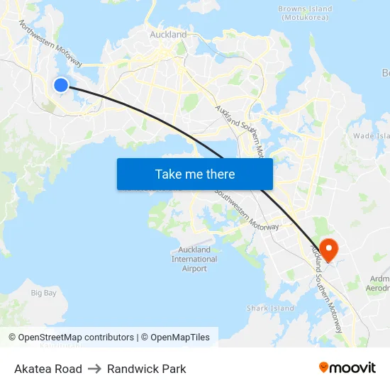 Akatea Road to Randwick Park map