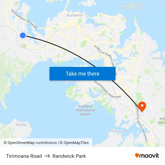 Tirimoana Road to Randwick Park map