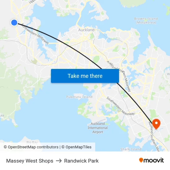 Massey West Shops to Randwick Park map