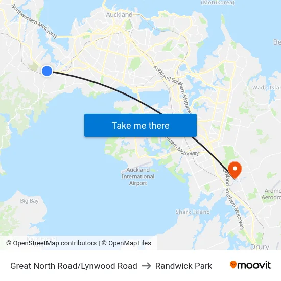Great North Road/Lynwood Road to Randwick Park map