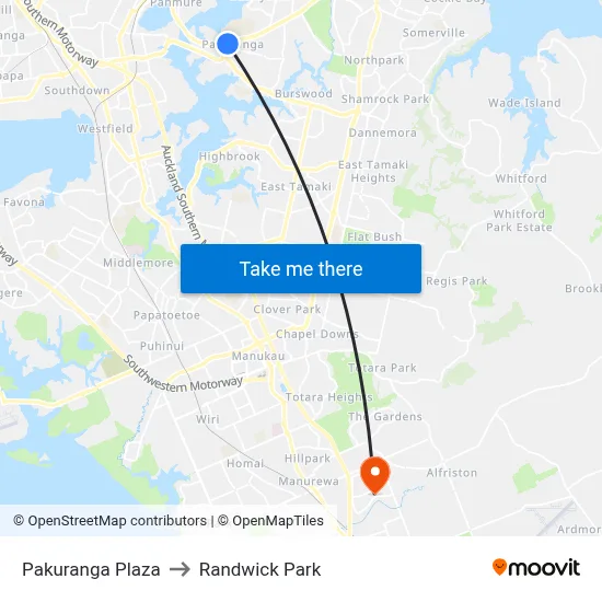Pakuranga Plaza to Randwick Park map