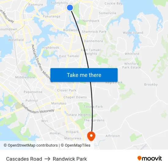Cascades Road to Randwick Park map