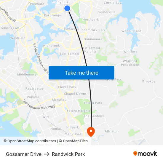 Gossamer Drive to Randwick Park map