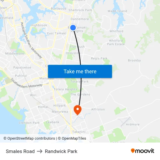 Smales Road to Randwick Park map