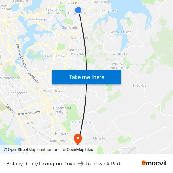 Botany Road/Lexington Drive to Randwick Park map
