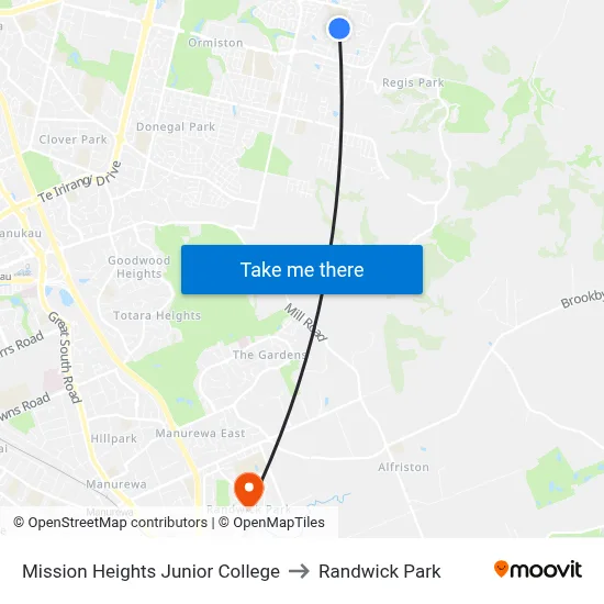 Mission Heights Junior College to Randwick Park map