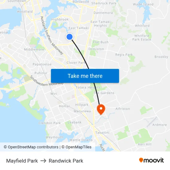 Mayfield Park to Randwick Park map