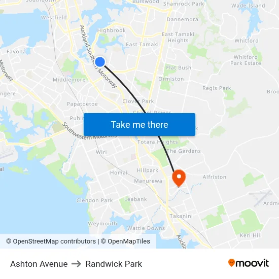 Ashton Avenue to Randwick Park map