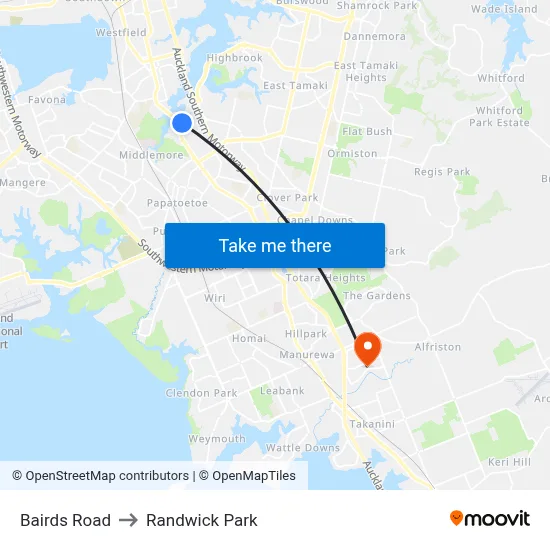 Bairds Road to Randwick Park map