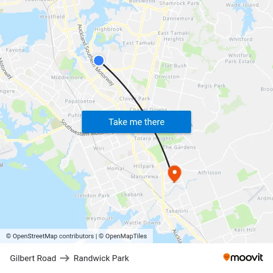 Gilbert Road to Randwick Park map