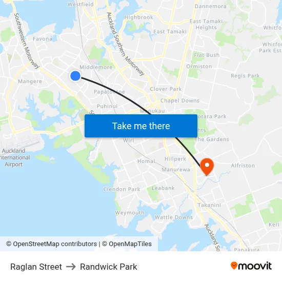 Raglan Street to Randwick Park map