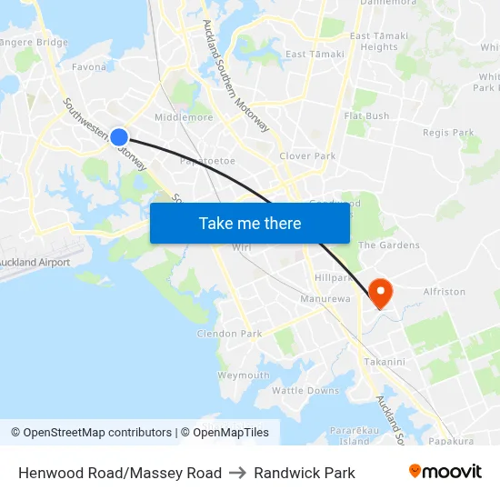 Henwood Road/Massey Road to Randwick Park map