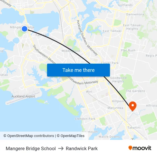 Mangere Bridge School to Randwick Park map