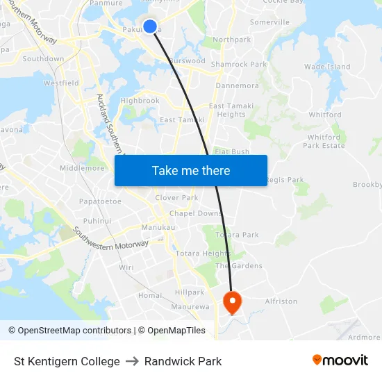 St Kentigern College to Randwick Park map