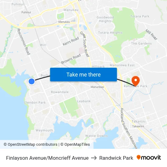Finlayson Avenue/Moncrieff Avenue to Randwick Park map