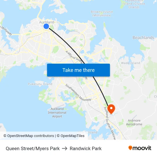 Queen Street/Myers Park to Randwick Park map
